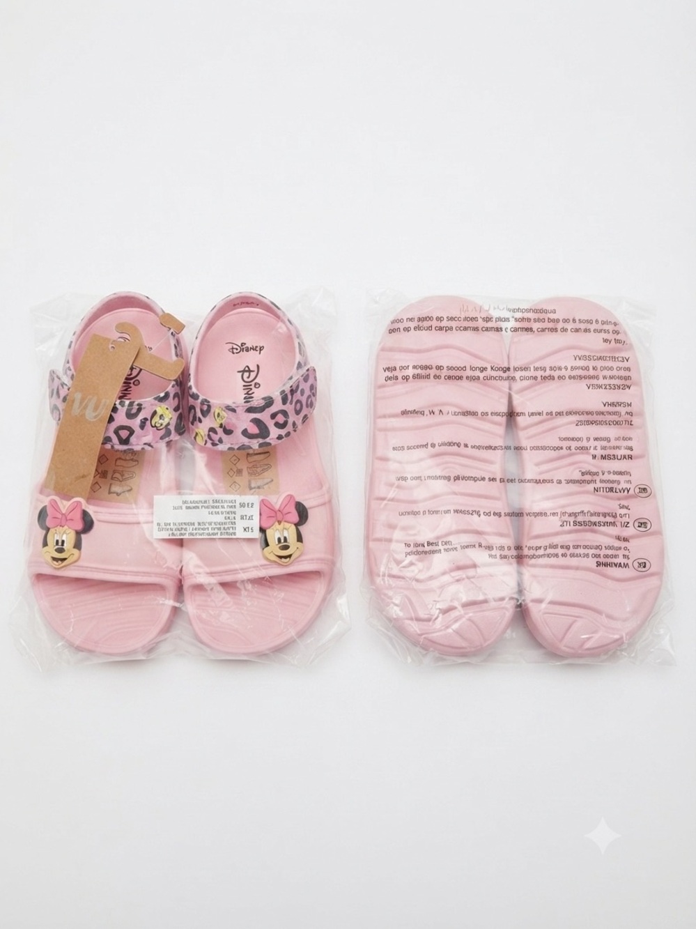 Disney Pink Minnie Mouse Kids Sandals with Leopard-Print Strap